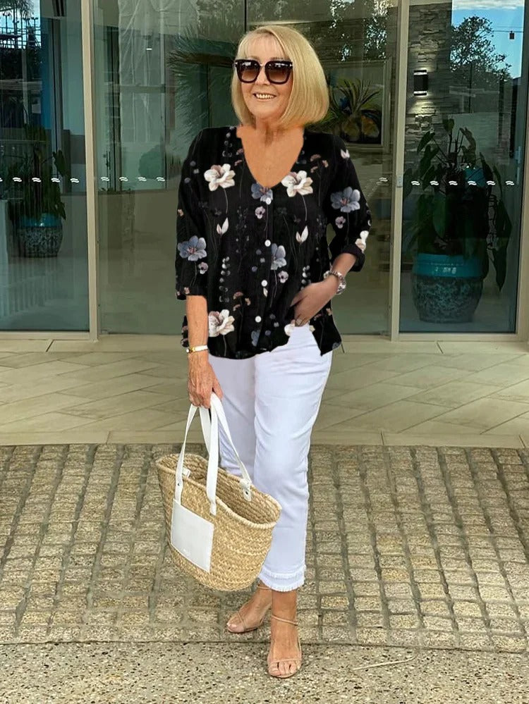 DELILAH | BLOUSE FLORALE À BOUTON STYLÉE