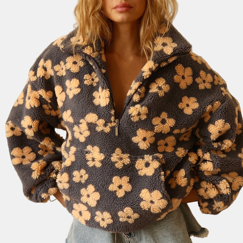 Ivy | Pull Fleece Floral à Manches Longues