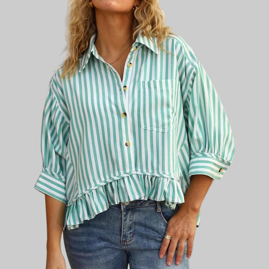 KOLET™ - Casual Summer Ruffled Button Down Blouse