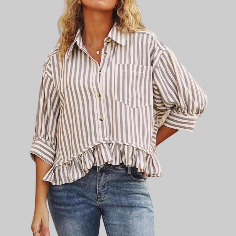 KOLET™ - Casual Summer Ruffled Button Down Blouse
